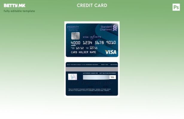 Модерен стил Шаблон за виза за дебитна картичка на Танзанија Standard Chartered 